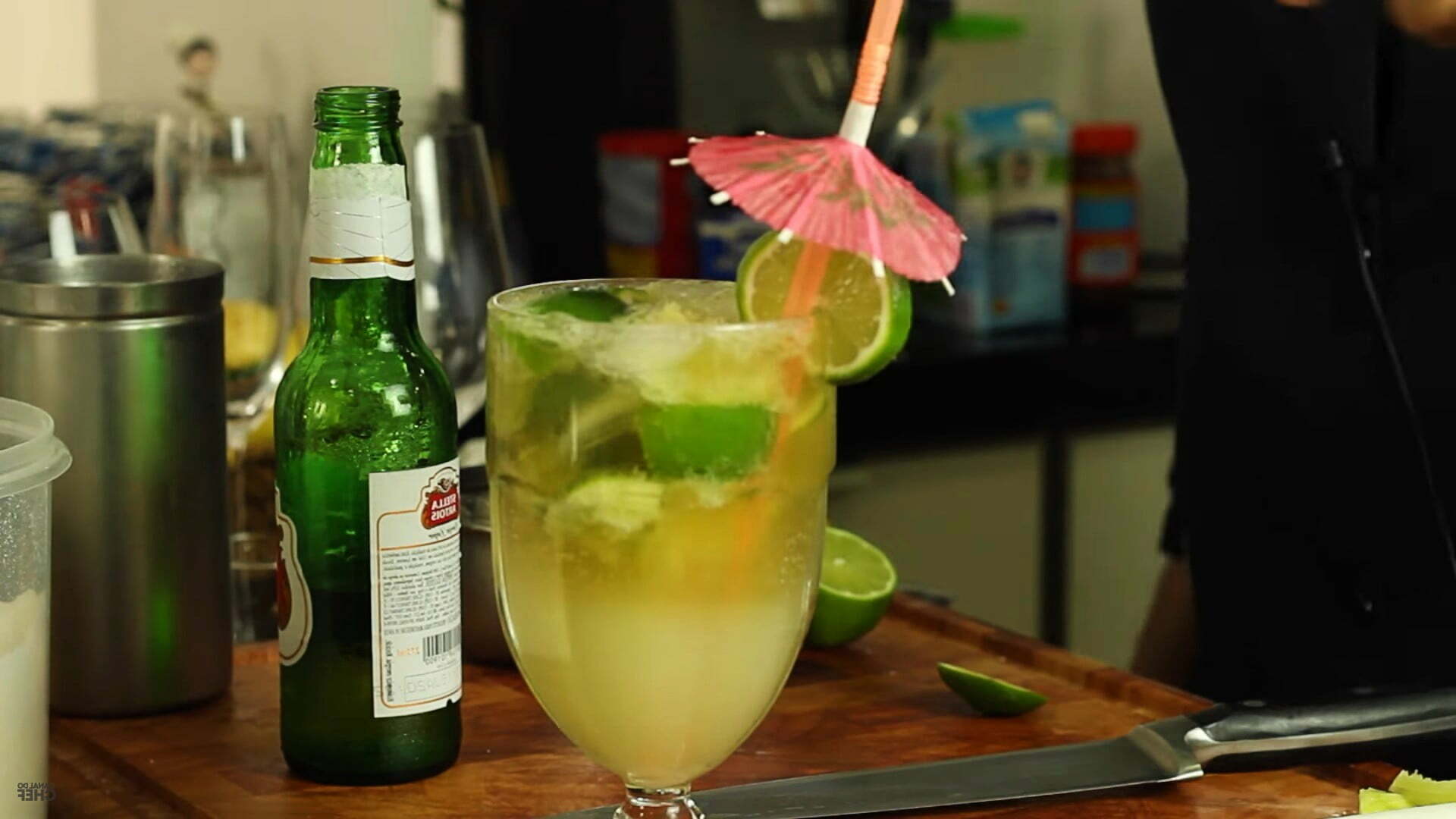 Beer caipirinha