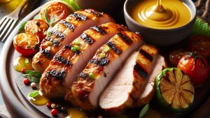 Grilled Pork Filet Mignon with Mustard and Honey Sauce