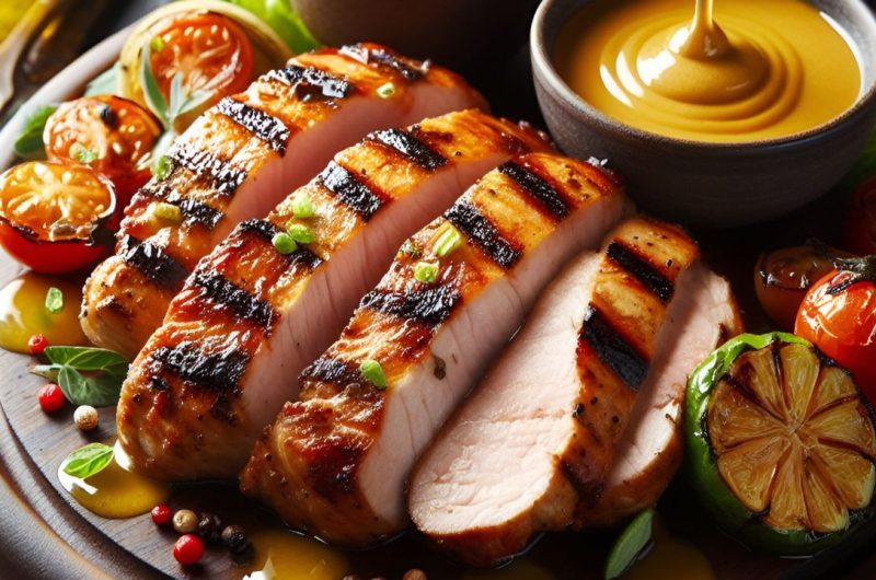 Grilled Pork Filet Mignon with Mustard and Honey Sauce