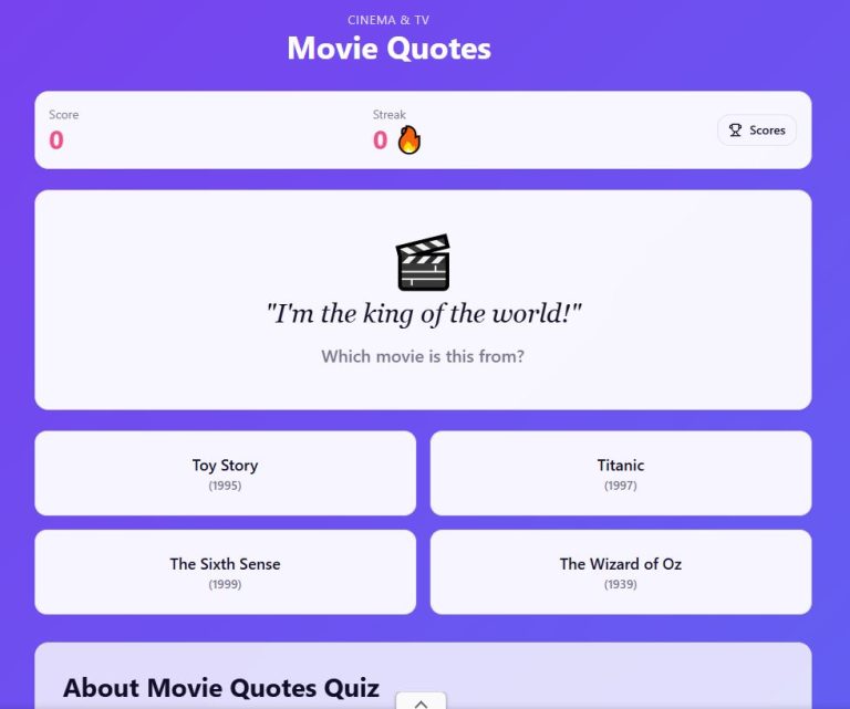 Movie quotes game