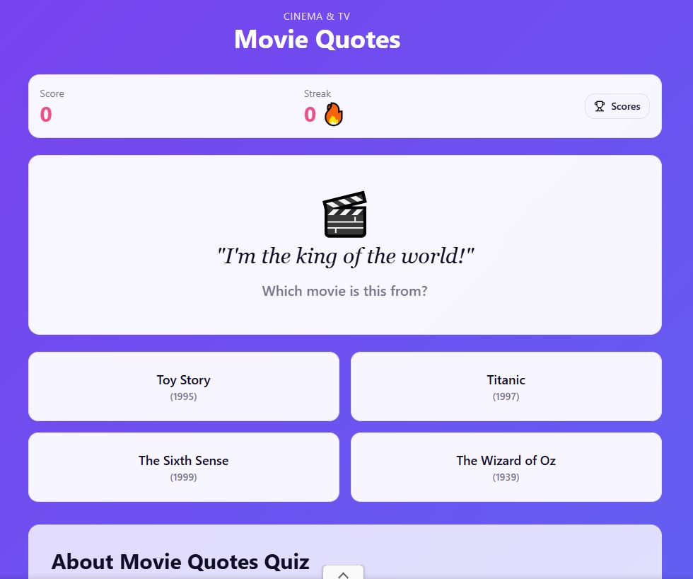 Movie quotes game